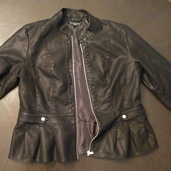 baccini faux leather peplum jacket